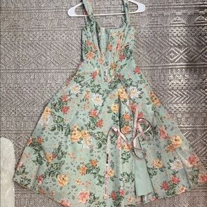 House of CB Mint Green Floral Fit-and-Flare Dress. Size S. Wore once